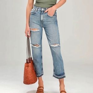 Free People Lita Straight Leg Cut Off Mom Jeans NWOT